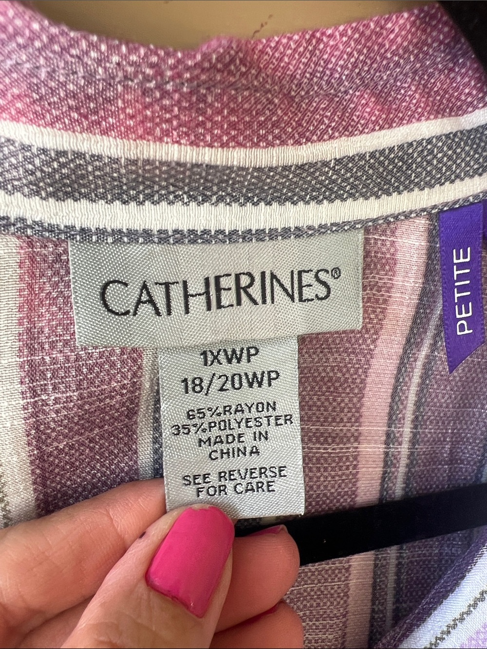 Catherine’s 18/20WP Lilac Stripe Button Down Elbow Sleeve Shirt Mother of Pearl - Picture 3 of 9